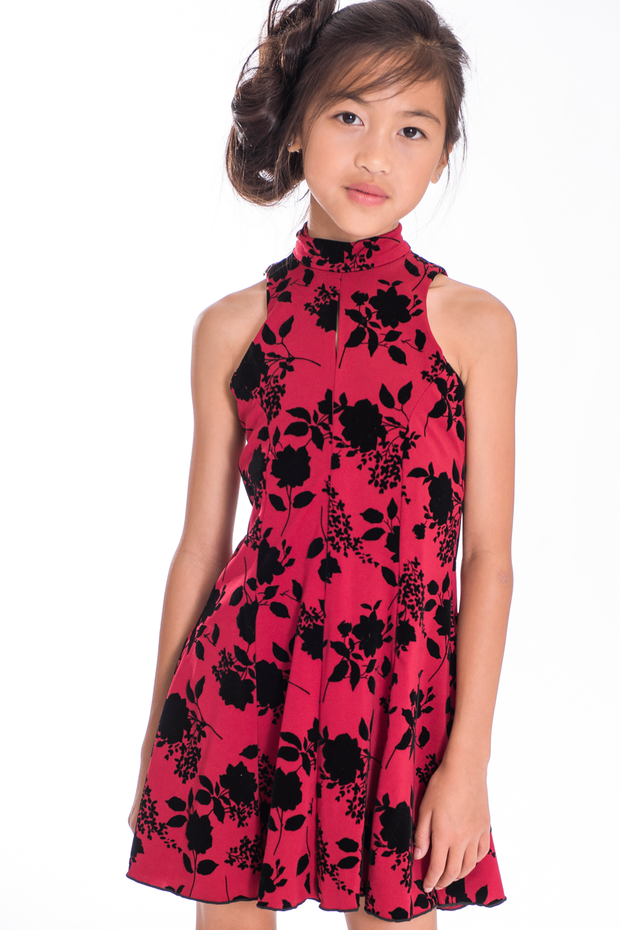 Flocked Floral-DRESS-sizes 7-16-Zoë Ltd