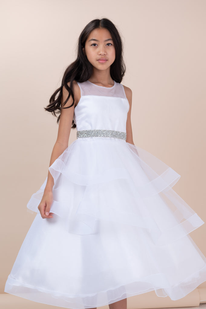 zoe ltd party dresses ZOE Ltd Girls White Mint Party Lace Dress With Rose Detailed Belt Sz 12